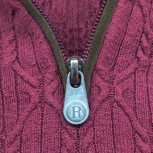 JSA Bank Reserve Mens Burgundy Textured Quarter Zip Sweater XL Cashmere Blend